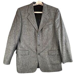 John Clarendon Blazer Mens 42 Gray Herringbone Wool Camelhair Sport Coat